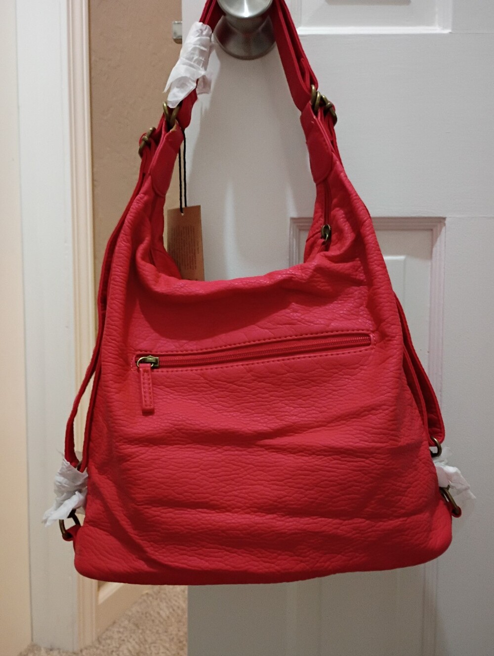 We The Free Red Slouchy Hobo Back Pack Shoulder Bag Nwt Soft
